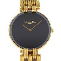 Pre-owned Christian Dior Bakira watch, model 46 154-2, stainless steel, quartz movement, analog display, black dial, women's.
