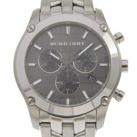 Pre-owned Burberry BU1850 stainless steel quartz chronograph watch with black dial for men