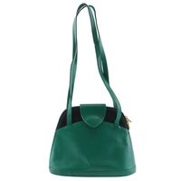BALLY long shoulder tote bag, two- Color calf leather, green/black, shoulder bag, A5 size, double zipper, women's [pre-owned]