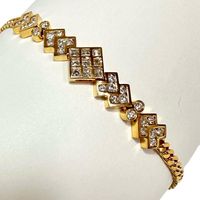 二手 18K 金手鐲，鑲嵌 0.86 克拉鑽石，重 9.1 克，長 17.5 公分。女士款。