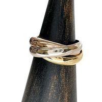 二手卡地亞Trinity經典戒指，11號，18K金，黃金，白金和玫瑰金，7.7克，51號，女士款。