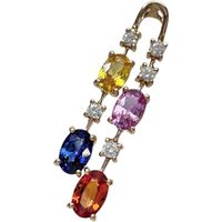 18K玫瑰金TOP顏色藍寶石和鑽石吊墜，2.9克，女士款 [二手]