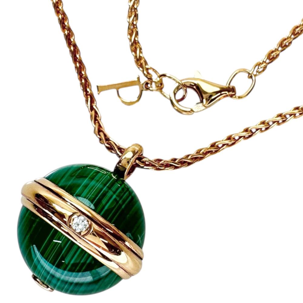 PIAGET/ Piaget Possession 孔雀石和鑽石長鏈項鍊，18K 玫瑰金，21.6 克，80/85 厘米，女士款 [二手]