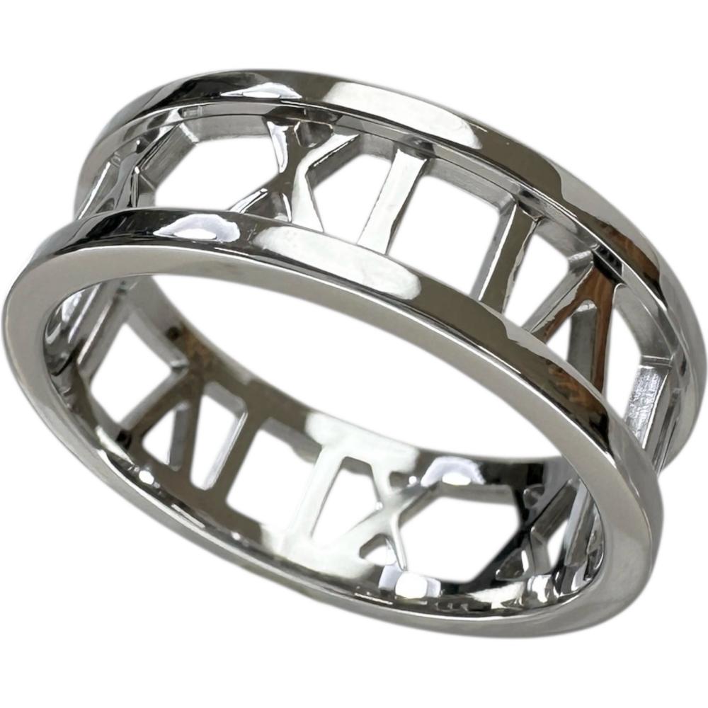 二手 TIFFANY & Co. Open Atlas 戒指，18 號，18K 白金，6.3 克，女士款。
