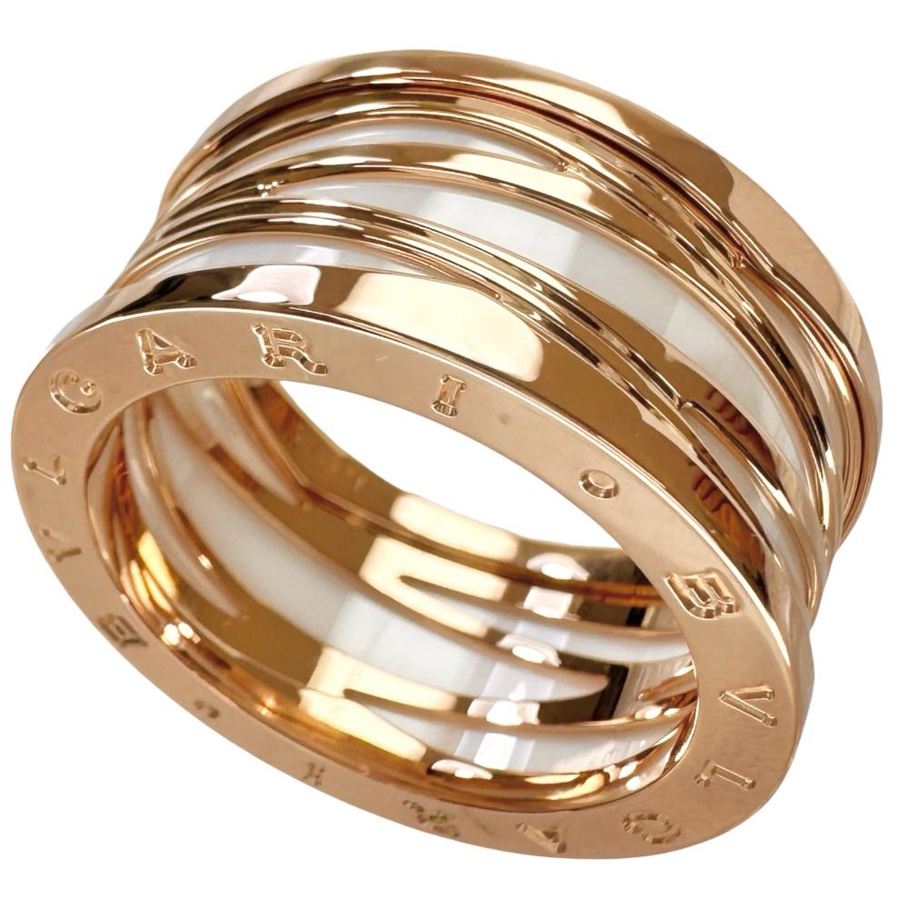 BVLGARI)/ Bulgari Legend 戒指，24 號，男款，18.7 克 (#65)，18K 玫瑰金/白色陶瓷，女款，二手