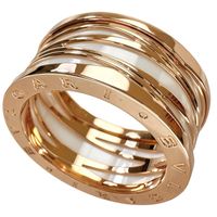 BVLGARI)/ Bulgari Legend 戒指，24 號，男款，18.7 克 (#65)，18K 玫瑰金/白色陶瓷，女款，二手