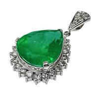 二手女士鉑金TOP（Pt900 印記），11.6 克，鑲嵌 12.24 克拉祖母綠和 1.48 克拉鑽石。