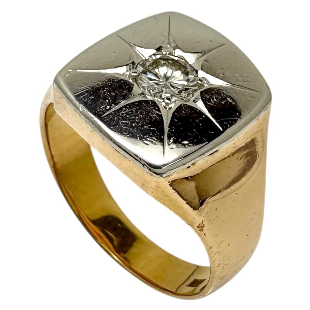 二手，13號，0.28克拉鑽石戒指，18K金/Pt850鉑金（經分析），10.9克。