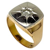 二手，13號，0.28克拉鑽石戒指，18K金/Pt850鉑金（經分析），10.9克。