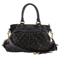 Pre-owned LOUIS VUITTON Neo Cavi MM Handbag, 2-Way Shoulder Bag, M95351, Monogram Denim, Black, Shoulder/Handbag, 2-Way, A5 Size, Zipper, Neo Cavi MM, Women's