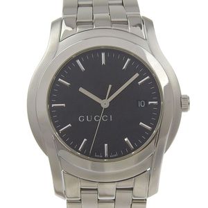 二手 Gucci G-Class 5500XL 不鏽鋼石英錶，模擬顯示，黑色錶盤，女士款。