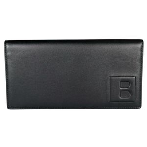 BALLY B logo billfold, black calfskin, open, men's [pre-owned]