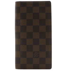 Pre-owned LOUIS VUITTON Porto Barrut Cult Credit wallet N61823, Damier canvas, 2002, brown, MI0032, open, men's.