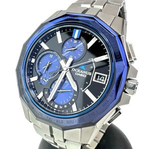 CASIO/Casio Oceanus OCW-S6000 手錶，帶保固卡、說明書和包裝盒，鈦金屬材質，太陽能驅動，藍黑色錶盤，男士款 [二手]