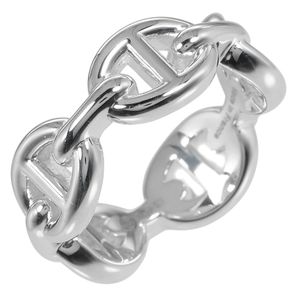 二手爱马仕 Chaine d'Ancre PM 戒指，8 号，925 银材质，约 5.4 克，女士款。