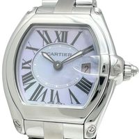 CARTIER Roadster SM W6206007 2008 Christmas Limited Edition Watch with Warranty, Certificate, and Box. Stainless Steel/Shell Quartz Movement with Shell Dial and Silver Strap. Pre-owned. Women's.