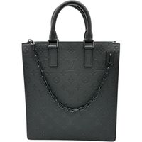 LOUIS VUITTON/ Louis Vuitton Sac Plat Messenger M55924 Monogram Taurillon Handbag, Black Leather, Women's [Pre-owned]
