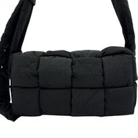 Pre-owned Bottega Veneta Padette Tech Cassette Maxi Intrecciato Shoulder Bag in Black Nylon.