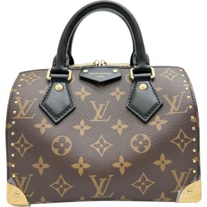 二手LOUIS VUITTONMonogram Reverse Speedy Trunk 20 兩用肩包/手提包，PVC/ブラウン/黑色皮革。