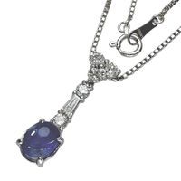 Pre-owned women's necklace featuring a 1.16ct star sapphire and 0.35ct diamonds in 18K white gold, 5.1g, and 42cm.