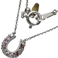 Horseshoe design pink diamond 0.17ct necklace in 18K white gold, 2.3g, 45cm, women's [pre-owned]