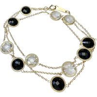 Station Design Onyx and Quartz Necklace in 18K Gold, 9.3g, 60cm, Women's [Pre-owned]
