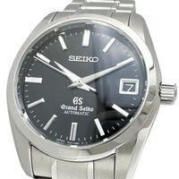 Pre-owned Grand Seiko SBGR053/9S65-00B0 Skeleton-back Stainless Steel Automatic Watch with Black Dial and Silver Strap for Men