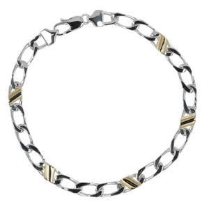 蒂芙尼 (Tiffany & Co.) 复古扁平链节手链，925 纯银和 18K 黄金材质。男女皆宜。[二手]