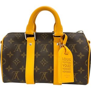 LOUIS VUITTON/루이비통 모노그램 마카사 스피디 밴드 리에르 25 M12733 숄더백 레더/캔버스 ブラウン/사프란 옐로우 레이디스[중고]