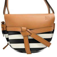 Pre-owned LOEWE Gate Bag, small shoulder bag in Braun/white/black leather.