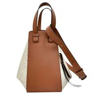 Pre-owned LOEWE Hammock 2-Way Shoulder Bag in Braun/Beige Leather.