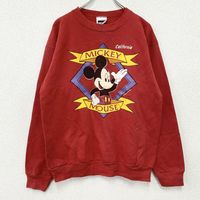 90年代古著迪士尼米奇老鼠紅衛衣，LRED