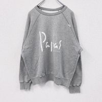 古著Papas 運動衫/套頭衫，插肩袖，大 logo，雙面印花，灰色。