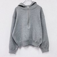 古著BEAUTY & YOUTH UNITED ARROWS半拉鍊針織連帽衫，灰色，均碼