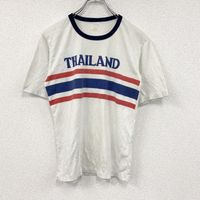 古著年代泰國暹羅復古短袖圓領T卹，單線縫製，白色，L碼