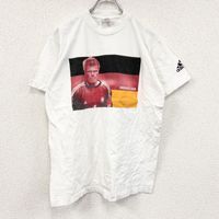 古著2000 年代adidas Oliver Kahn 短袖 T 卹，復古款，白色，M 碼