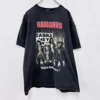 90年代古著搖滾樂團RAMONES短袖印花T卹，黑色，XL碼