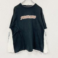 古著RERIZZO 疊層設計長袖T卹，黑色，LL碼