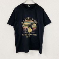 古著《龍貓》吉卜力工作室短袖印花T卹，動畫/電影主題，黑色，L碼