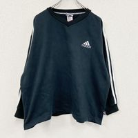 90年代古著adidas運動Logo衛衣，復古黑色，L碼