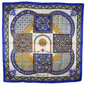 Pre-owned Hermès Carree 90 Scarf, Byzantine Sky, Made in France, White, Women's