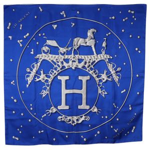 Pre-owned Hermès Carree 90 scarf, VIF ARGENT, silver drop silk, white, made in France, women's.