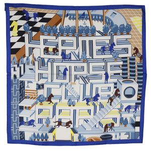 Hermès Carré 45 Scarf with Horse Club Detail, Gavroche, Made in France, White, Women's, Unused