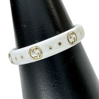 Pre-owned GUCCI Icon Ceramic/18K Gold Ring, Size 19, 2.3g, Women's