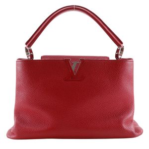 二手LOUIS VUITTONCapucines MM 手提包，Parnassus M94412，Taurillon 皮革，2015 年，红色，TR2125，A5 翻盖，女士款。