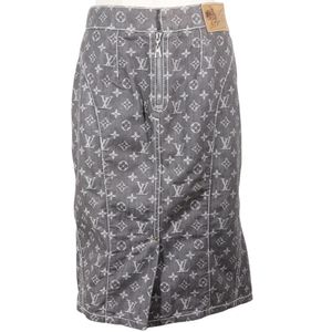 二手LOUIS VUITTONMonogram牛仔半身裙，灰色，棉涤混纺，女款