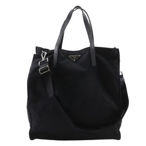 Pre-owned Prada 2-Way Shoulder Tote Bag in Black Nylon. Can be worn as a crossbody, shoulder bag, or handbag. Suitable for A4 size and openwork. Women's.