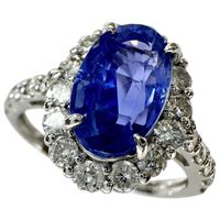 Pre-owned women's ring, size 11.5, featuring a 2.37ct unheated Sri Lankan sapphire and a 0.88ct diamond, set in platinum (Pt950), weighing 4.4g.