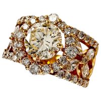 Pre-owned 12-piece women's ring with a 1.053ct diamond (estimated VLY-SI2) and a 1.17ct diamond, set in 18k gold, weighing 6.9g.