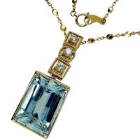 ILIAS LALAOUNIS Aquamarine and Diamond 0.48ct Necklace, 18K Gold, 19.6g, 50cm, Women's, Pre-owned